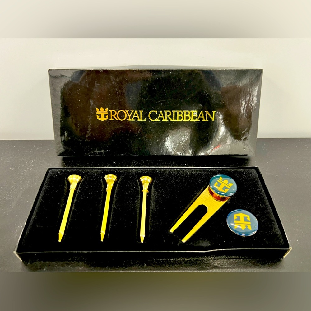 Rare  New Royal Caribbean logo, promotional JET Golf Tee set.